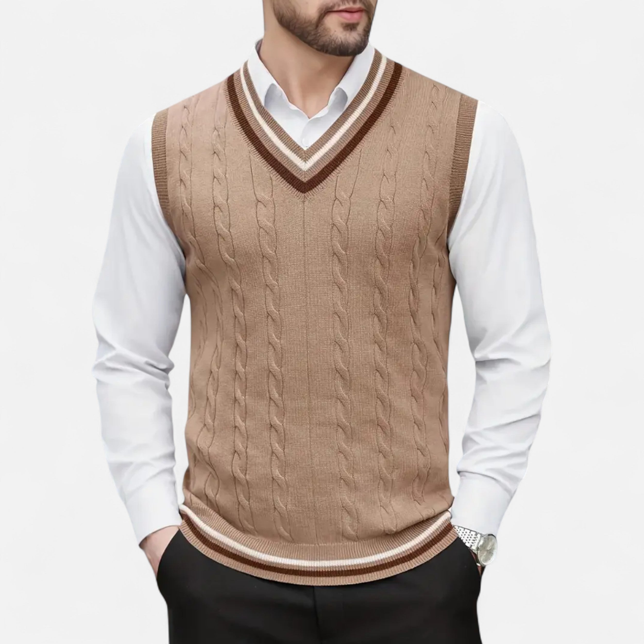 Men’s Knitted V-Neck Vest – Heritage Layers