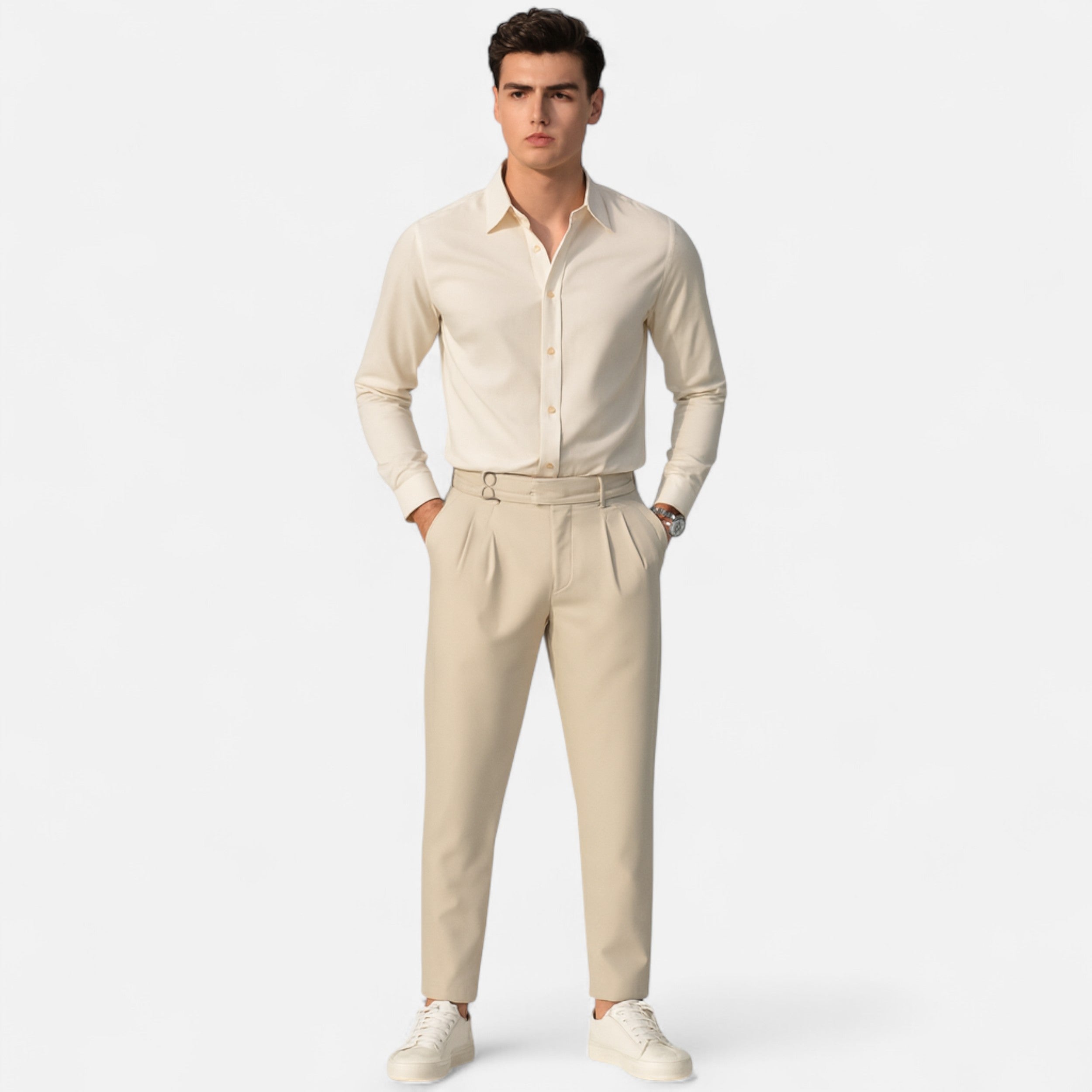 Men’s Relaxed-Fit Pants – Double-Button Classic
