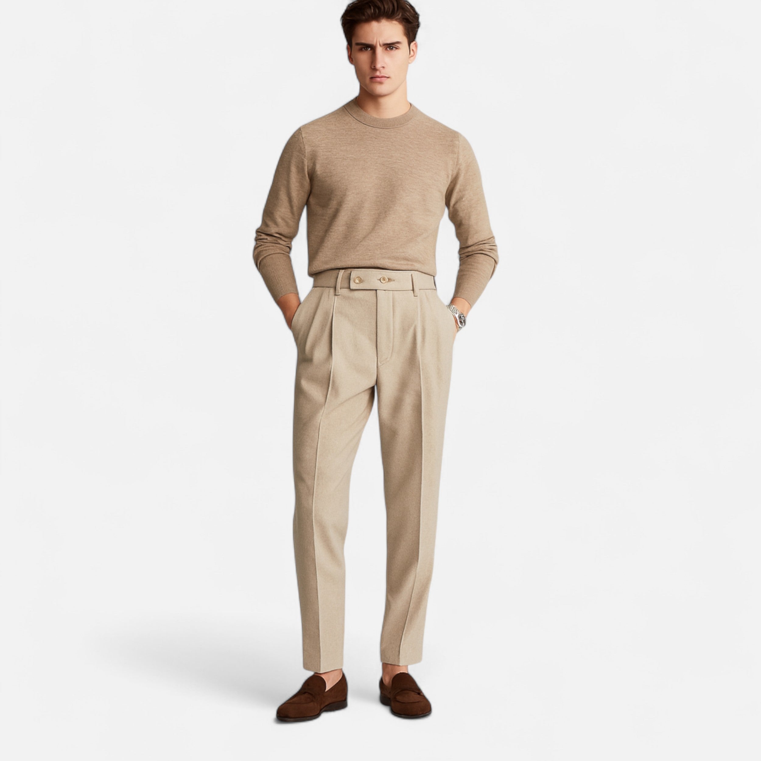 Men’s Naples Trousers – High-Waist British Style