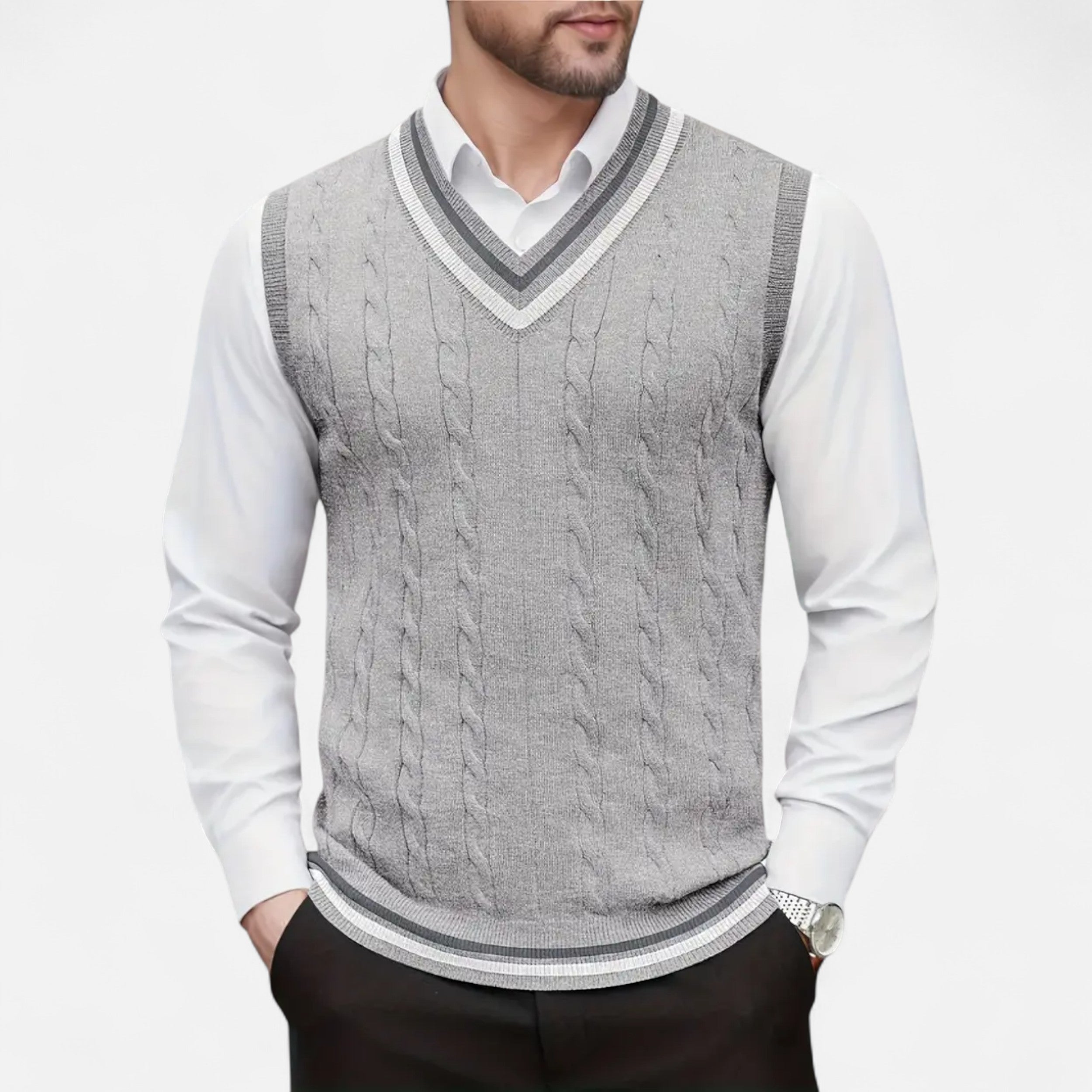 Men’s Knitted V-Neck Vest – Heritage Layers
