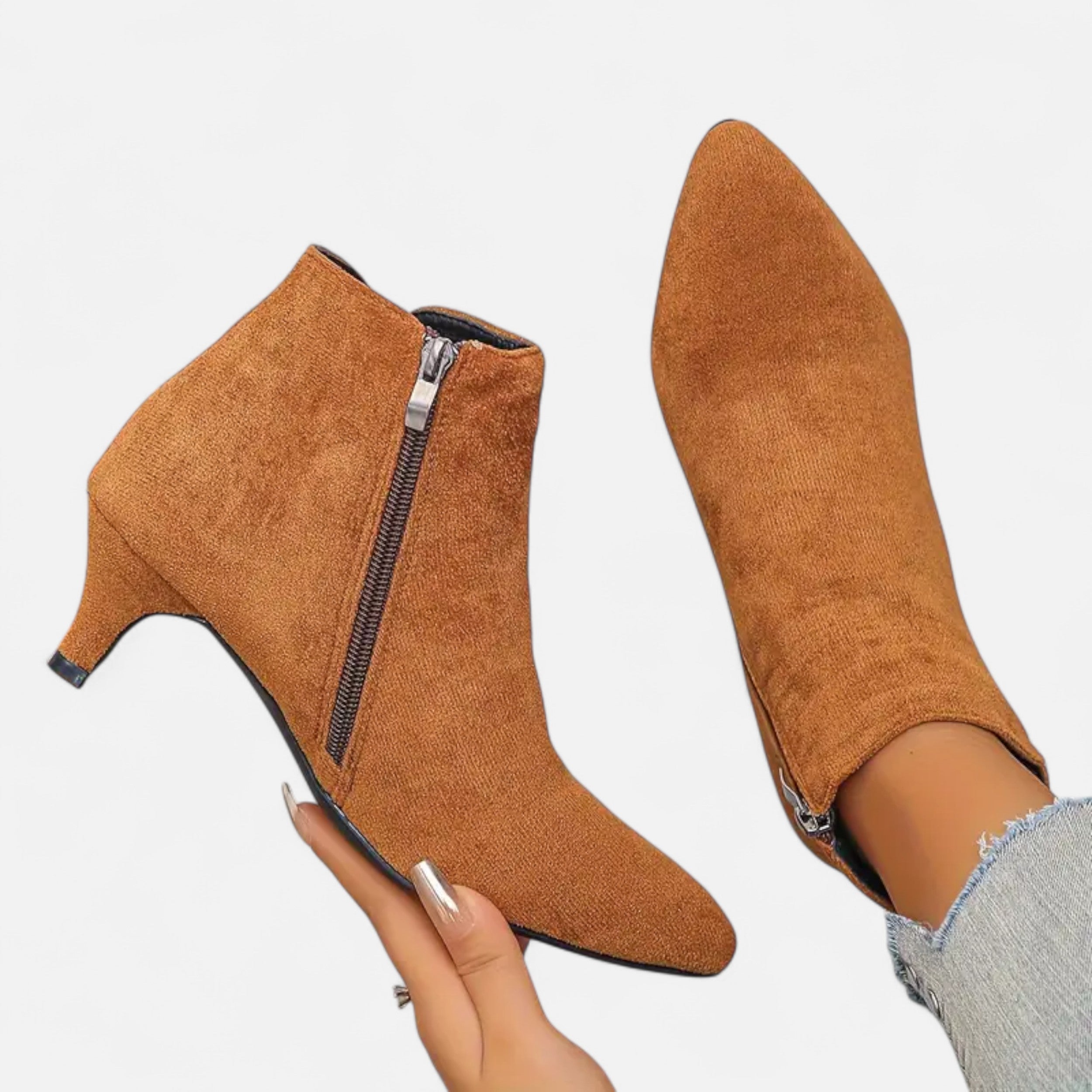 Women’s Kitten Heel Pointed Ankle Boots