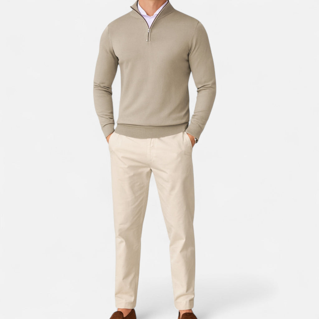Men’s Quarter-Zip Knit Sweater – Slim Elegance