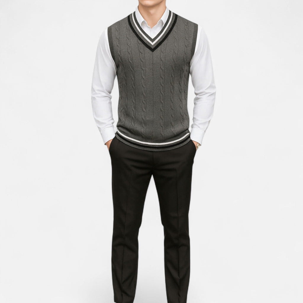 Men’s Knitted V-Neck Vest – Heritage Layers