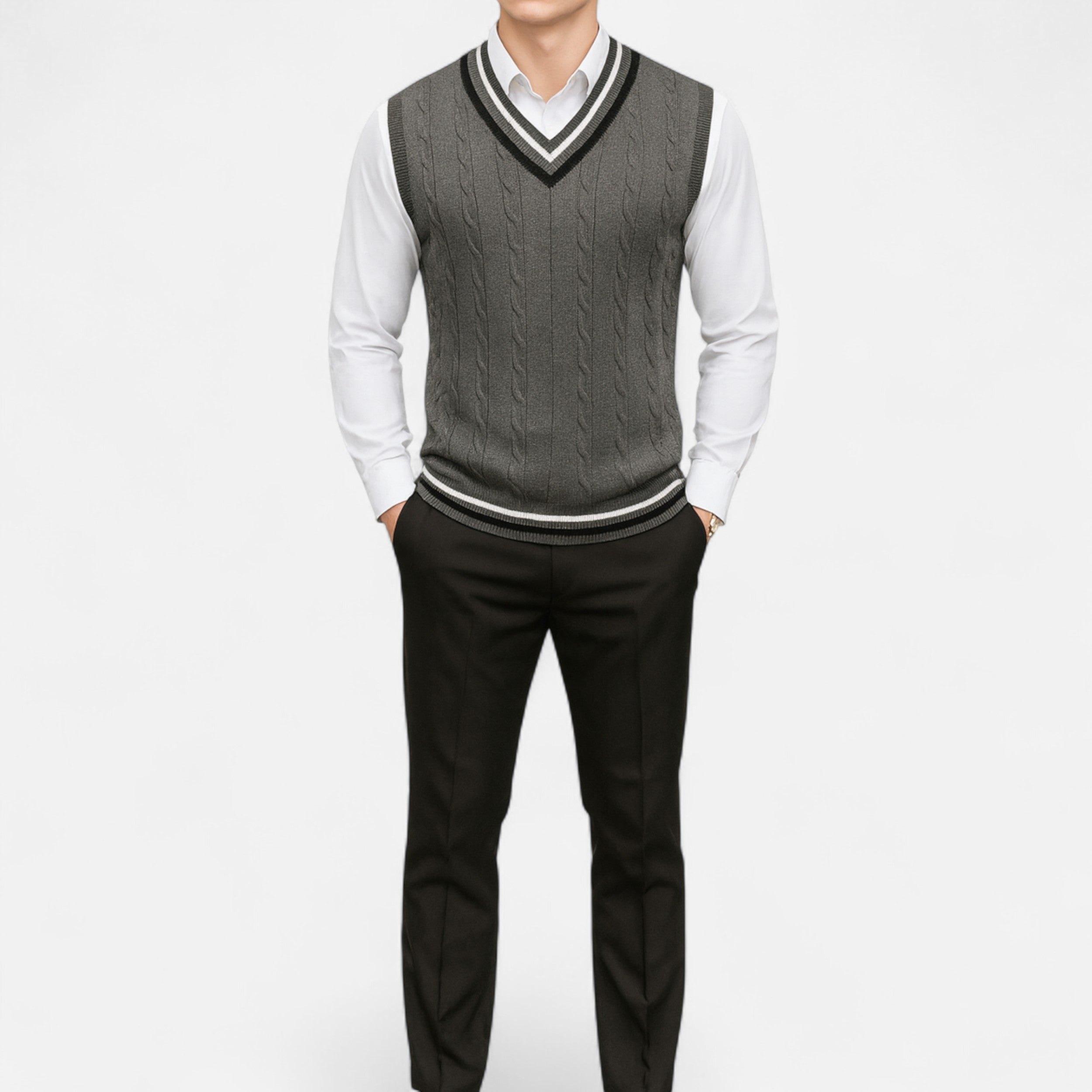 Men’s Knitted V-Neck Vest – Heritage Layers