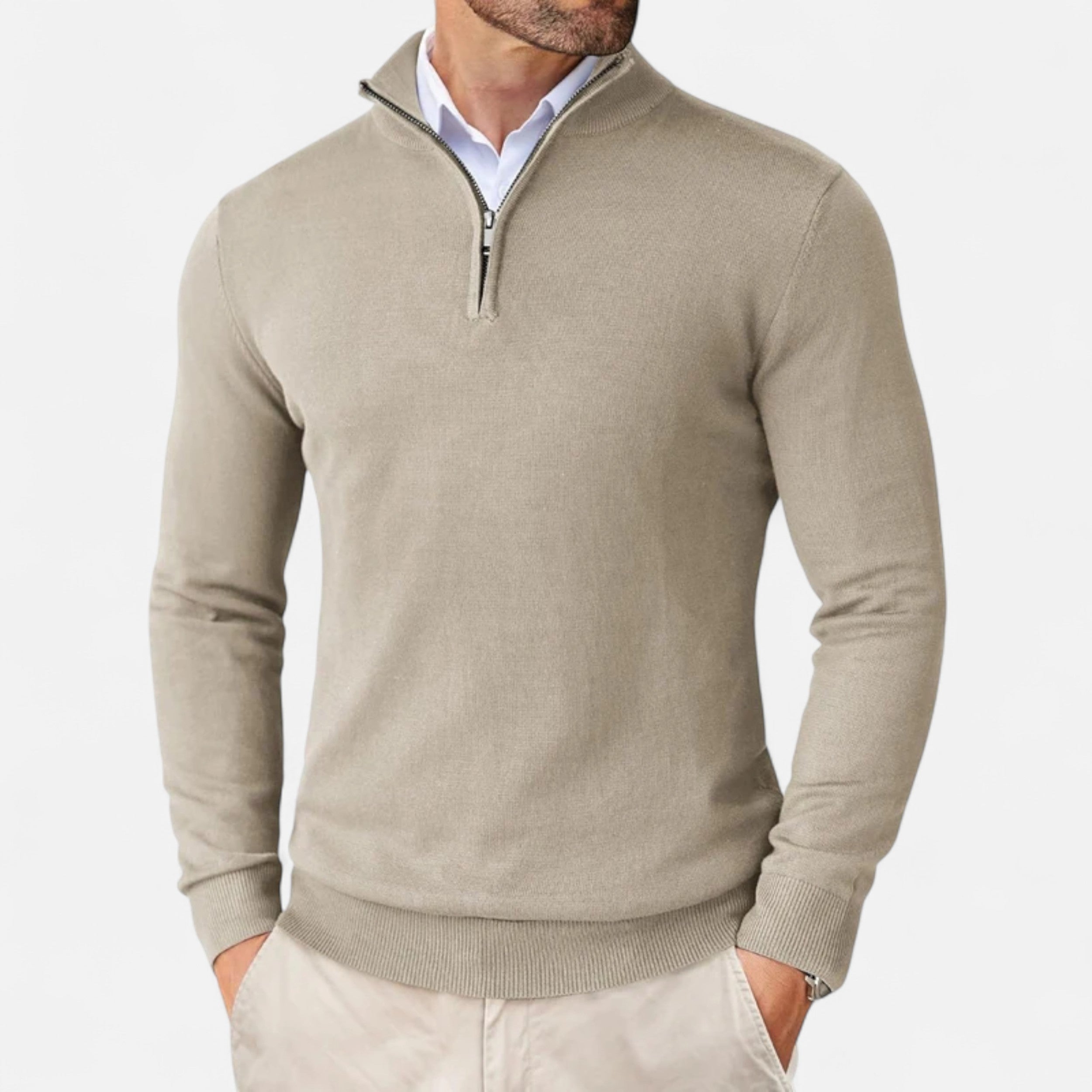 Men’s Quarter-Zip Knit Sweater – Slim Elegance