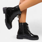 Women’s Mid Heel Croc-Pattern Ankle Boots
