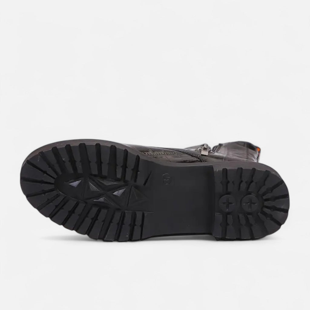 Women’s Mid Heel Croc-Pattern Ankle Boots