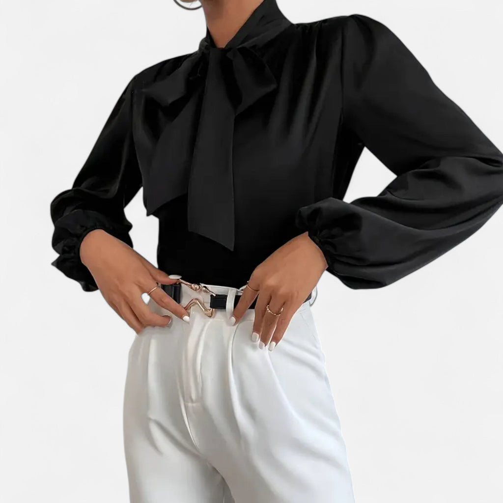 Women’s Satin Bow-Tie Blouse