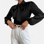 Women’s Satin Bow-Tie Blouse