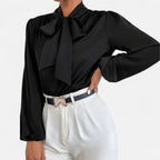 Women’s Satin Bow-Tie Blouse