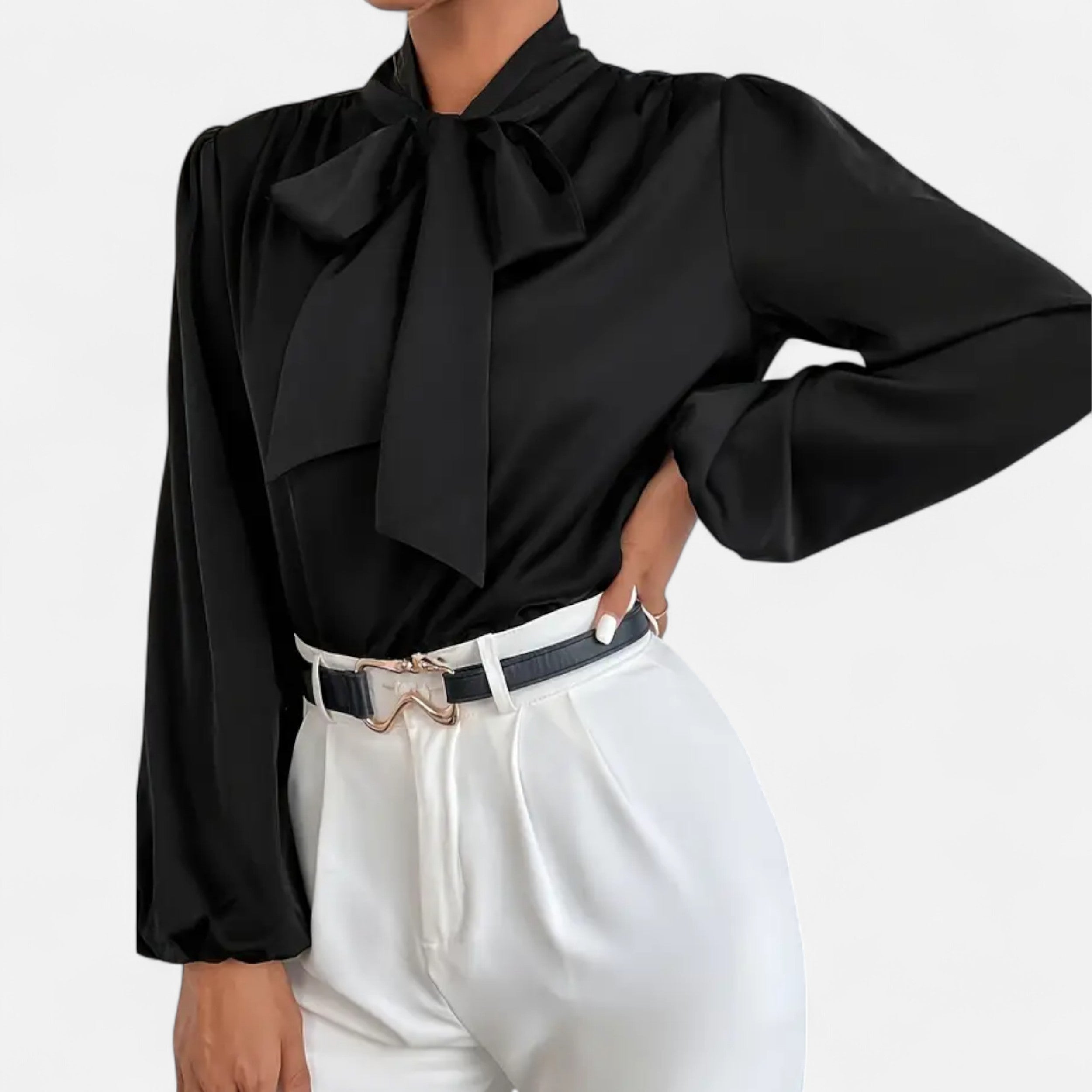 Women’s Satin Bow-Tie Blouse