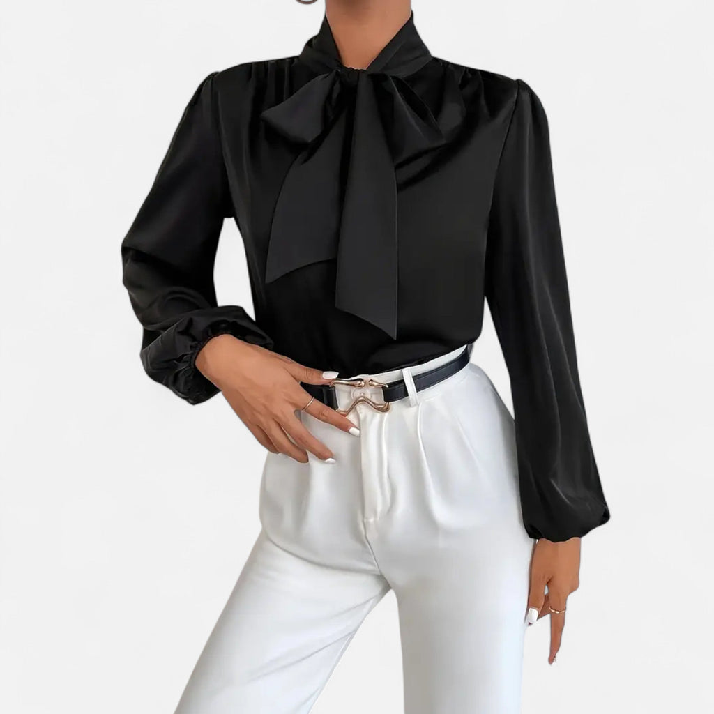 Women’s Satin Bow-Tie Blouse