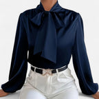 Women’s Satin Bow-Tie Blouse