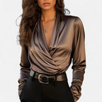 Women’s Satin V-Neck Blouse