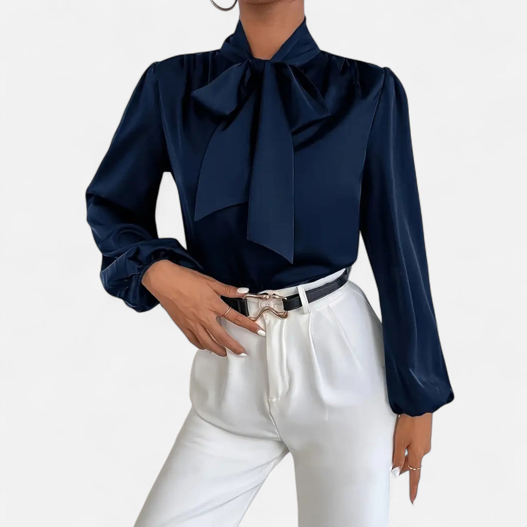 Women’s Satin Bow-Tie Blouse