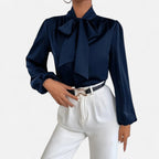 Women’s Satin Bow-Tie Blouse