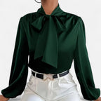 Women’s Satin Bow-Tie Blouse