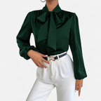 Women’s Satin Bow-Tie Blouse