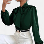 Women’s Satin Bow-Tie Blouse