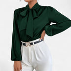 Women’s Satin Bow-Tie Blouse