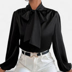 Women’s Satin Bow-Tie Blouse