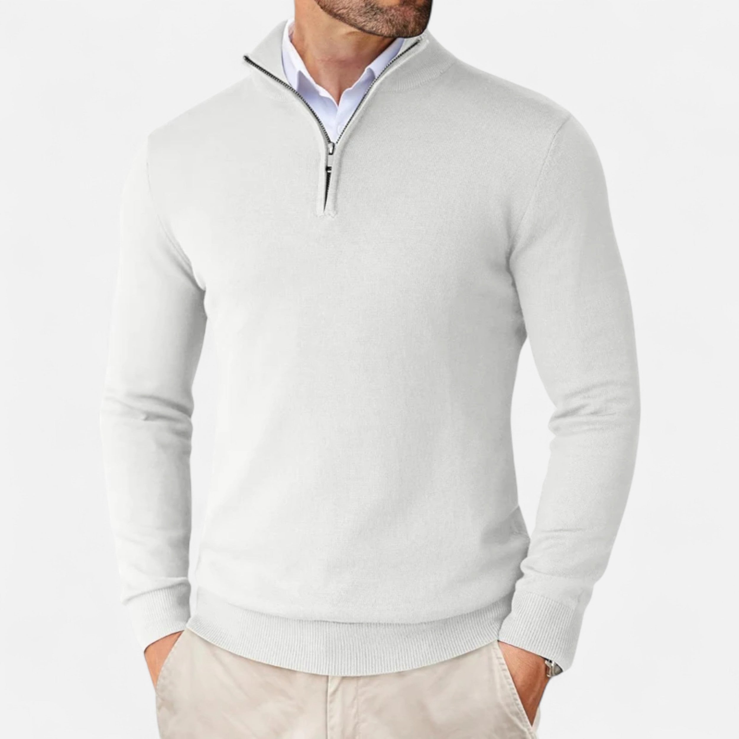 Men’s Quarter-Zip Knit Sweater – Slim Elegance